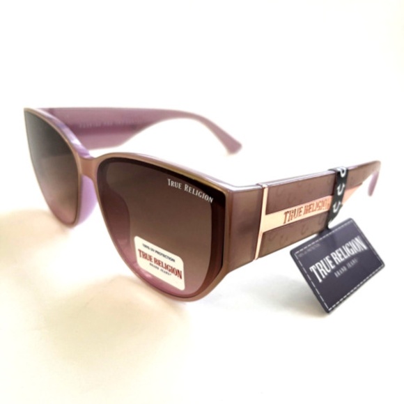 New TRUE RELIGION Cat Eye Sunglasses Acetate Purple Lilac Pink Logo Embossed main image 8